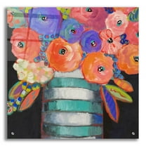 Epic Art 'Orange, Purple, and Stripes' by Holly Wojhan, Acrylic Glass Wall Art, 24"x24"