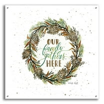 Epic Art 'Our Family Gathers Here Wreath' by Cindy Jacobs, Acrylic Glass Wall Art, 36"x36"