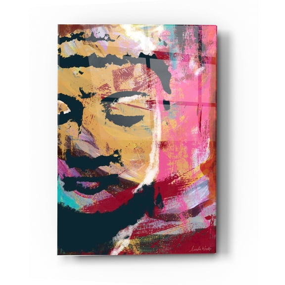 Epic Art 'Painted Buddha III' by Linda Woods, Acrylic Glass Wall Art, 24"x36"