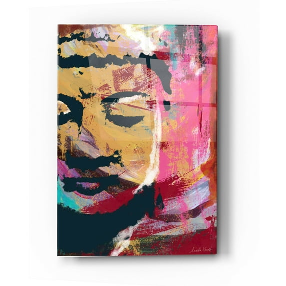 Epic Art 'Painted Buddha III' by Linda Woods, Acrylic Glass Wall Art, 24"x36"
