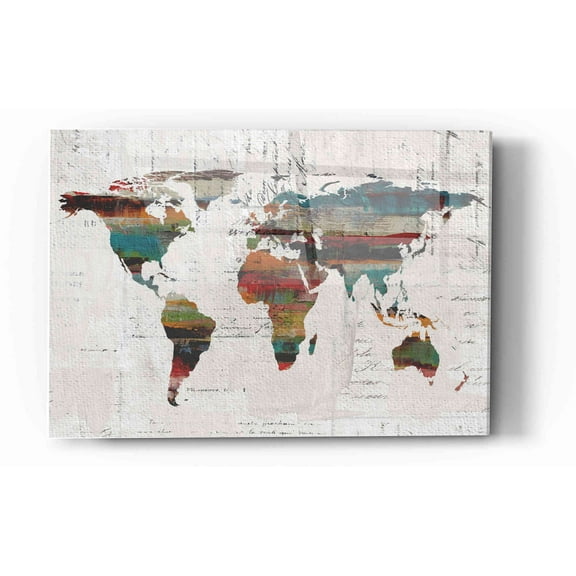 Epic Art 'Painted World Map IV' by Irena Orlov, Acrylic Glass Wall Art, 16"x24"