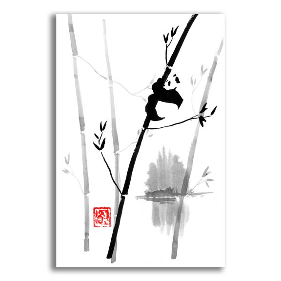 Epic Art 'Panda In The Tree 02' by Pechane, Acrylic Glass Wall Art, 16"x24"