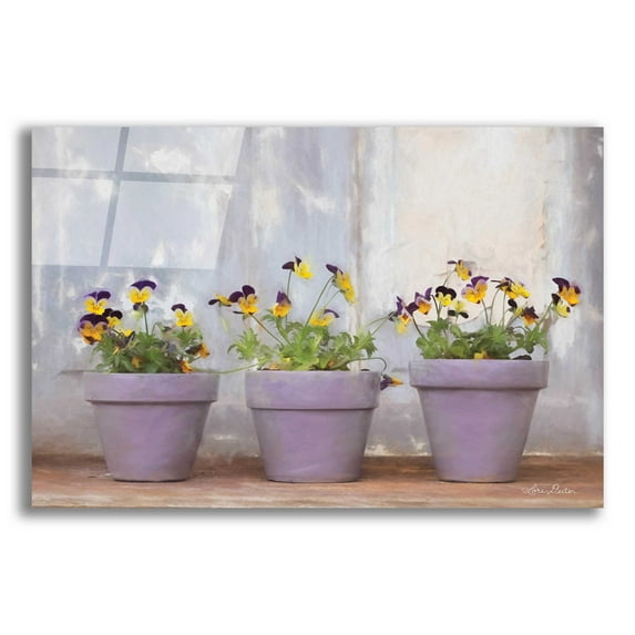 Epic Art 'Pansy Still Life I' by Lori Deiter Acrylic Glass Wall Art, 24"x16"