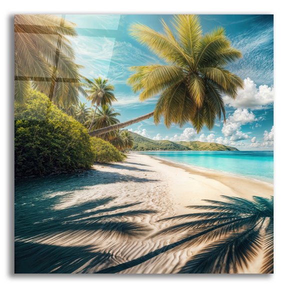 Epic Art 'Paradise Beach 5' by Rey Klimt Acrylic Glass Wall Art, 12" x 12"