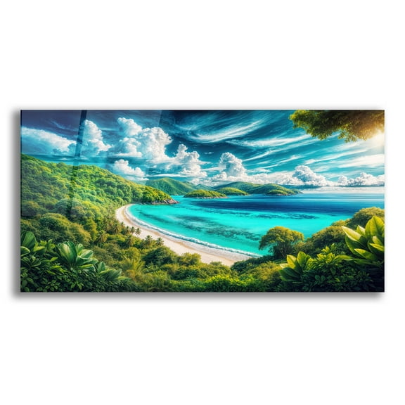 Epic Art 'Paradise Beach 6' by Rey Klimt Acrylic Glass Wall Art, 24" x 12"