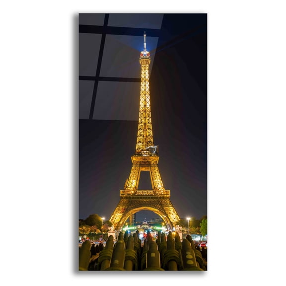 Epic Art 'Paris - Eiffel Tower At Night' by Epic Portfolio Acrylic Glass Wall Art, 12" x 24"