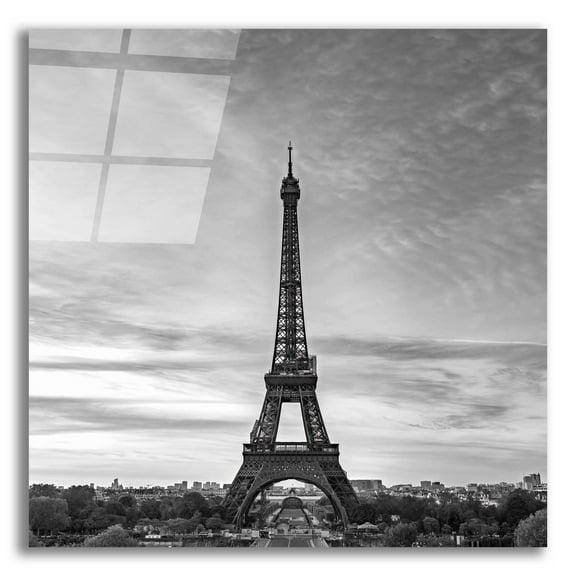 Epic Art 'Paris - Eiffel Tower - Black & White' by Epic Portfolio Acrylic Glass Wall Art, 12" x 12"