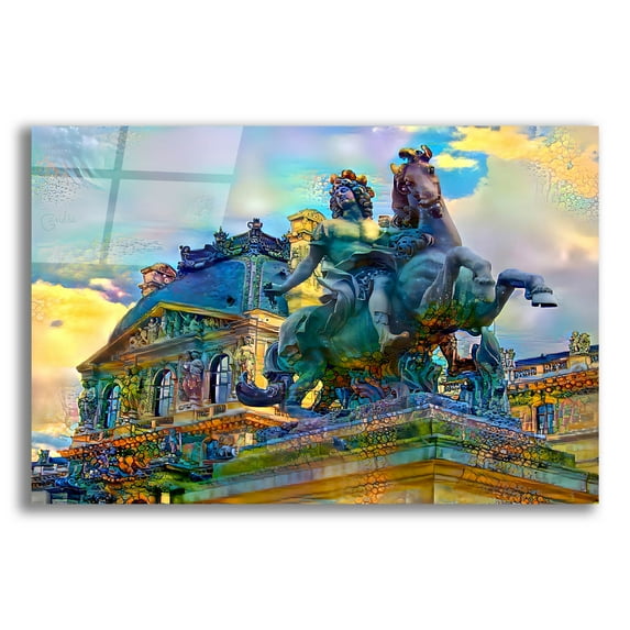 Epic Art 'Paris France Louvre Museum Statue of Louis XIV' by Pedro Gavidia, Acrylic Glass Wall Art, 24"x16"