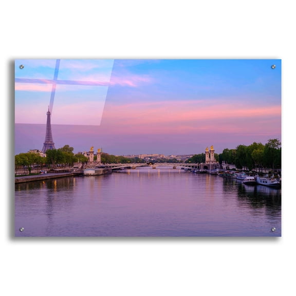 Epic Art 'Paris - Sunrise Over Seine' by Epic Portfolio Acrylic Glass Wall Art, 36" x 24"