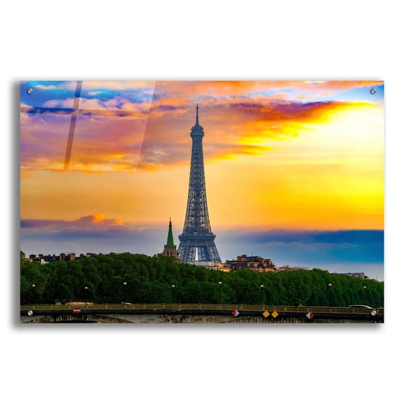 Epic Art 'Paris Sunset' by Epic Portfolio Acrylic Glass Wall Art, 36" x 24"