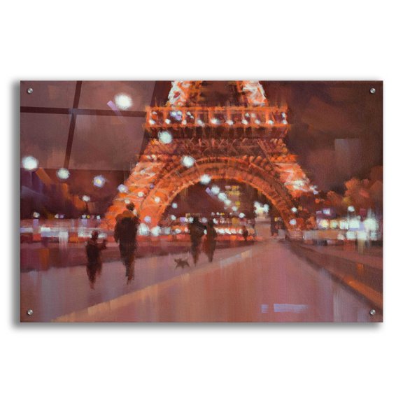 Epic Art 'Paris at Night' by Alex Hook Krioutchkov, Acrylic Glass Wall Art, 36"x24"