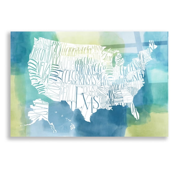 Epic Art 'Patchwork USA' by Grace Popp, Acrylic Wall Glass, 16"x12"