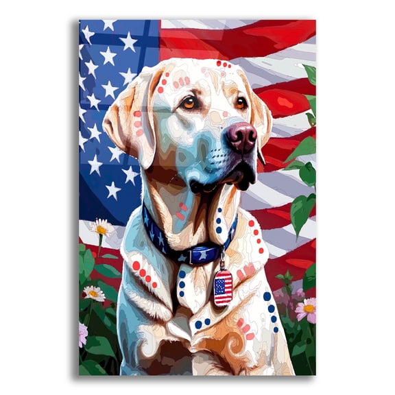 Epic Art 'Patriotic Pup'  by Dean Russo Acrylic Glass Wall Art, 16" x 24"