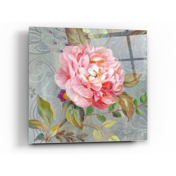 Epic Art 'Peonies and Paisley II' by Danhui Nai, Acrylic Glass Wall Art, 24"x24"