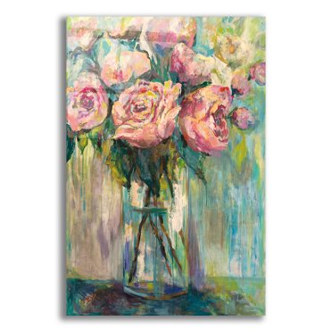 Epic Art 'Peony Play' by Jeanette Vertentes, Acrylic Glass Wall Art, 12"x16"