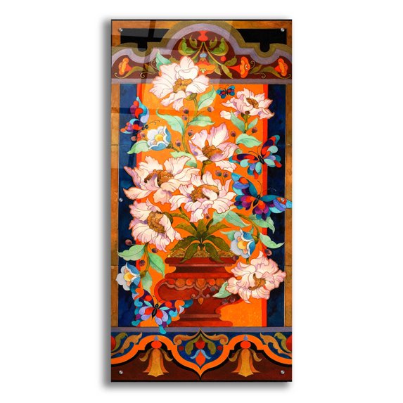 Epic Art 'Peony Tile' by David Galchutt, Acrylic Glass Wall Art, 24"x48"