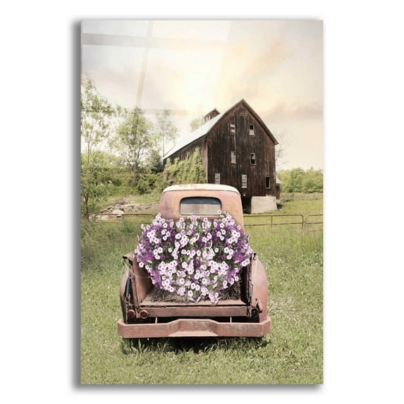 Epic Art 'Petunia Truck' by Lori Deiter Acrylic Glass Wall Art, 16"x24"
