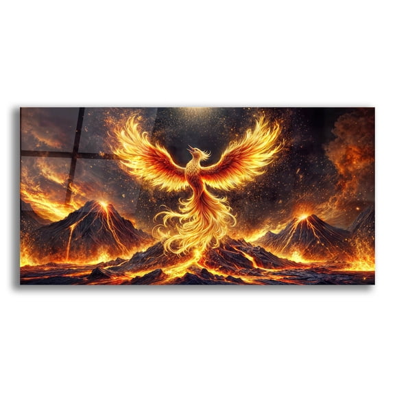 Epic Art 'Phoenix Rising' by Rey Klimt Acrylic Glass Wall Art, 24" x 12"