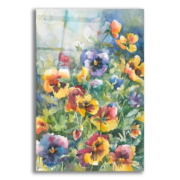 Epic Art 'Picture Perfect Pansies'  by Annelein Beukenkamp Acrylic Glass Wall Art, 16" x 24"