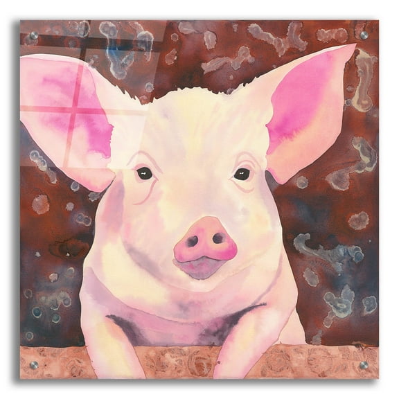Epic Art 'Pig' by Carissa Luminess, Acrylic Glass Wall Art, 24"x24"