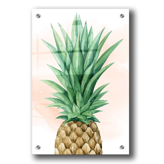 Epic Art 'Pineapple on Coral I' by Grace Popp, Acrylic Glass Wall Art, 24"x36"