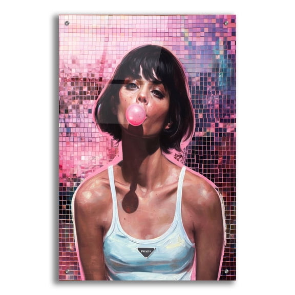Epic Art 'Pink Bubble Pop' by Svetlana Aleynikova Acrylic Glass Wall Art, 24" x 36"