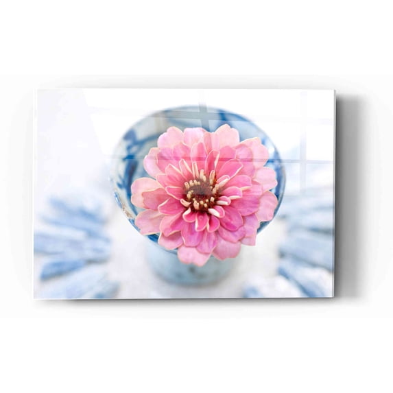 Epic Art 'Pink Flower in a Sake' Cup' by Elena Ray Acrylic Glass Wall Art, 16"x24"