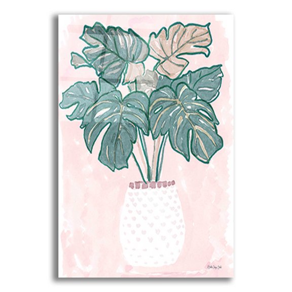 Epic Art 'Pink Palms 2' by Stellar Design Studio, Acrylic Glass Wall Art, 12"x16"