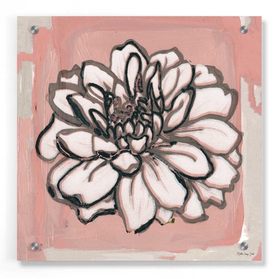 Epic Art 'Pink and Gray Floral 2' by Stellar Design Studio, Acrylic Glass Wall Art, 36"x36"
