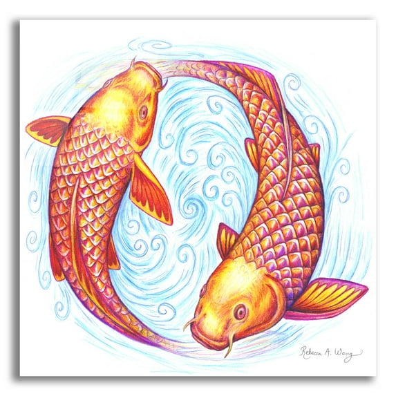 Epic Art 'Pisces' by Rebecca Wang Art, Acrylic Glass Wall Art, 12"x12"