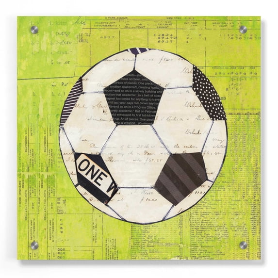 Epic Art 'Play Ball III Bright' by Courtney Prahl, Acrylic Glass Wall Art, 36"x36"