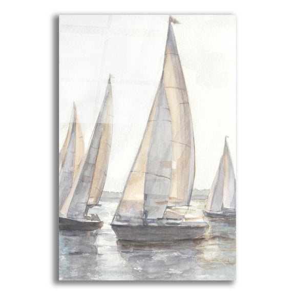 Epic Art 'Plein Air Sailboats 1'  by Ethan Harper Acrylic Glass Wall Art, 16" x 24"
