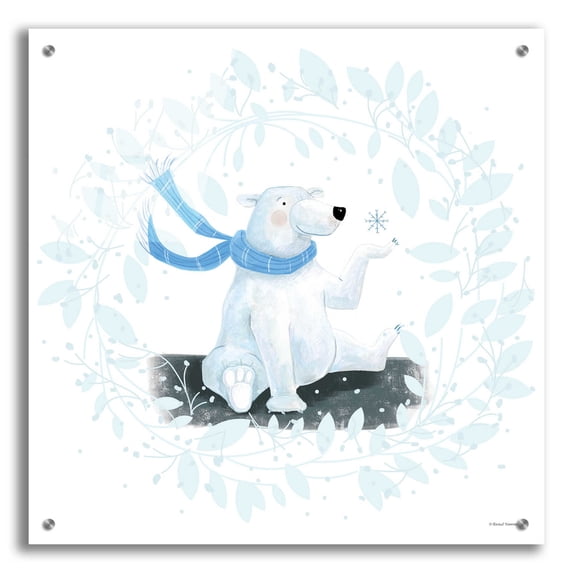 Epic Art 'Polar Bear Holiday' by Rachel Nieman, Acrylic Glass Wall Art, 24"x24"