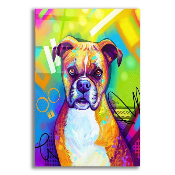 Epic Art 'Pop Art Boxer' by Furbaby Affiliates, Acrylic Glass Wall Art, 12"x16"