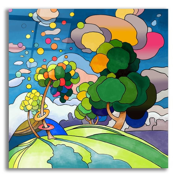Epic Art 'Pop Art Landscape 1019' by Howie Green, Acrylic Glass Wall Art, 12"x12"