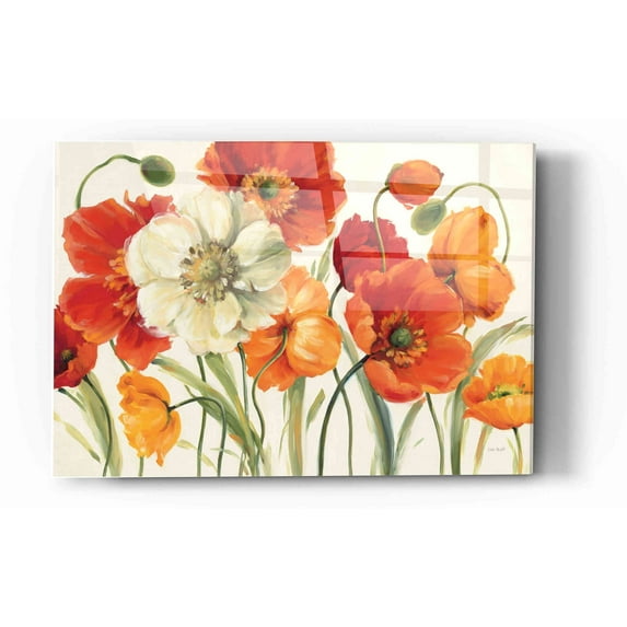 Epic Art 'Poppies Melody I' by Lisa Audit, Acrylic Glass Wall Art, 12"x16"