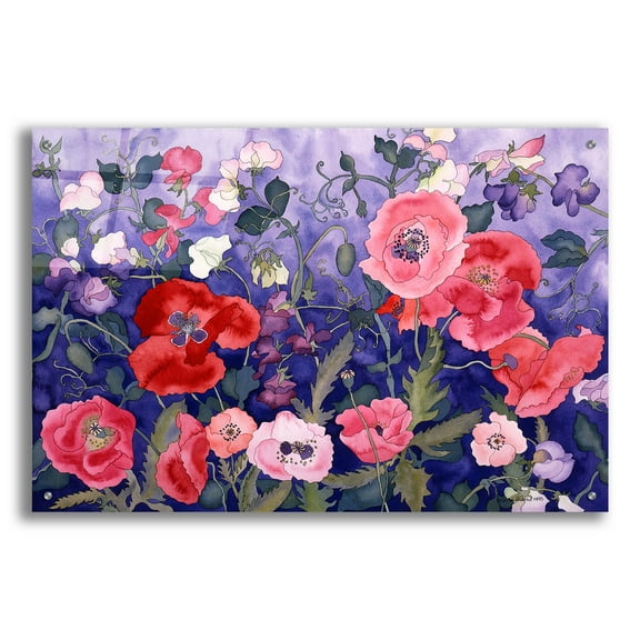 Epic Art 'Poppies and Sweet' by Carissa Luminess, Acrylic Glass Wall Art, 36"x24"