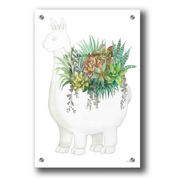 Epic Art 'Proud Llama Pot II' by Cindy Jacobs, Acrylic Glass Wall Art, 24"x36"