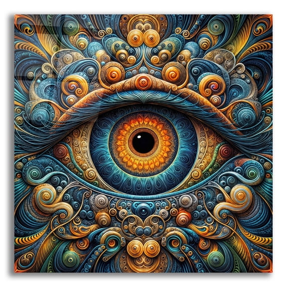 Epic Art 'Psychedelic Eye 1' by Rey Klimt Acrylic Glass Wall Art, 12" x 12"