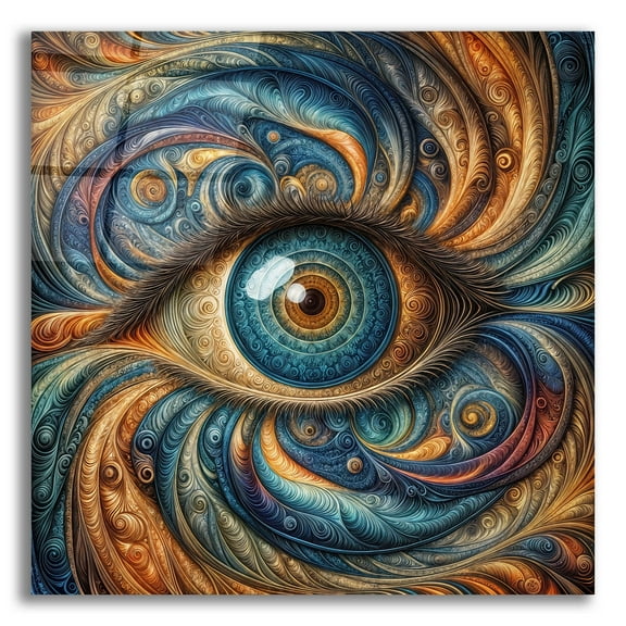 Epic Art 'Psychedelic Eye 4' by Rey Klimt Acrylic Glass Wall Art, 12" x 12"