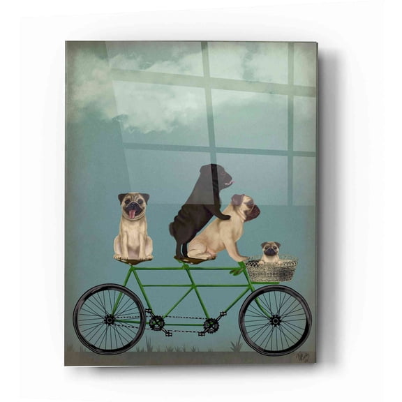 Epic Art 'Pug Tandem' by Fab Funky Acrylic Glass Wall Art, 12"x16"