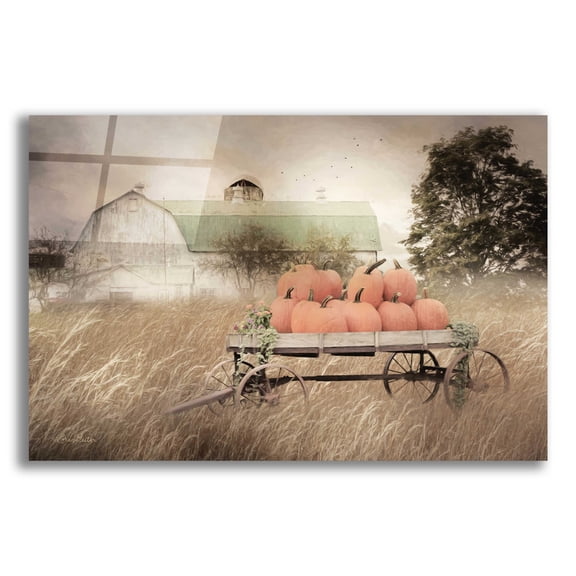 Epic Art 'Pumpkin Harvest Barn' by Lori Deiter Acrylic Glass Wall Art, 16"x12"