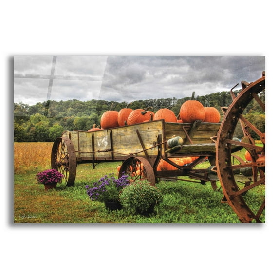 Epic Art 'Pumpkin Wagon' by Lori Deiter Acrylic Glass Wall Art, 16"x12"