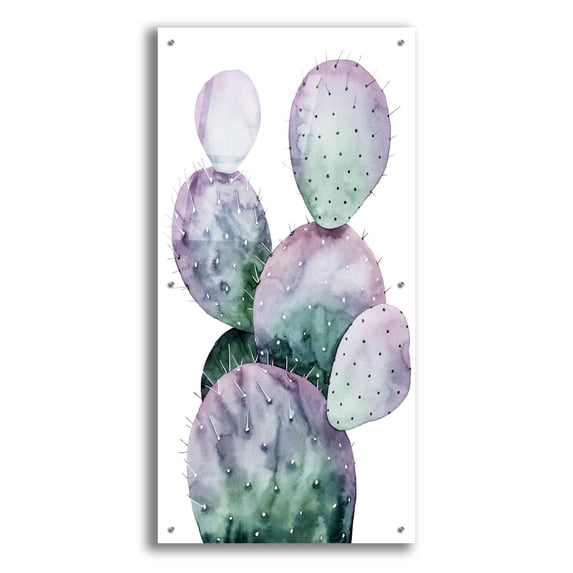 Epic Art 'Purple Cactus II' by Grace Popp, Acrylic Glass Wall Art, 24"x48"