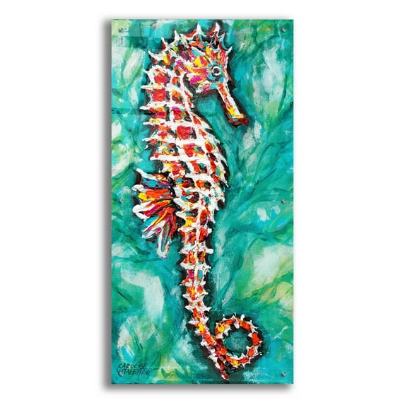 Epic Art 'Radiant Seahorses I' by Carolee Vitaletti, Acrylic Glass Wall Art, 24"x48"