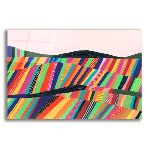 Epic Art 'Rainbow Fields II' by Regina Moore, Acrylic Glass Wall Art, 24"x16"