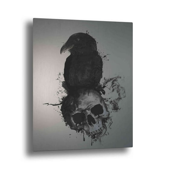 Epic Art "Raven and Skull" by Nicklas Gustafsson, on Brushed Aluminum, 30"x45"