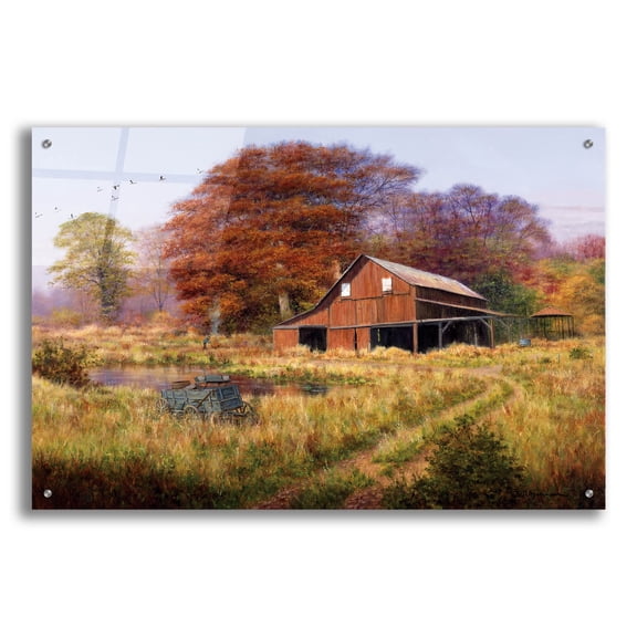 Epic Art 'Red Barn' by Bill Makinson, Acrylic Glass Wall Art, 36"x24"