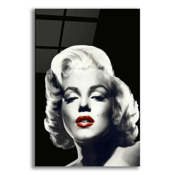 Epic Art 'Red Lips Marilyn In Black' by Chris Consani, Acrylic Glass Wall Art, 12"x16"