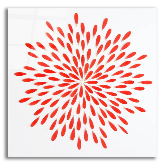 Epic Art 'Red Petals 01' by Tom Quartermaine, Acrylic Glass Wall Art, 12"x12"